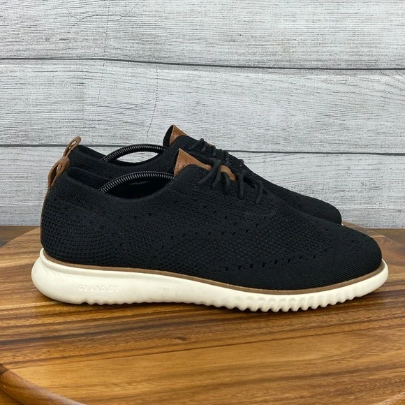 Cole Haan 2.ZEROGRAND Stitchlite Black Knit Wingtip Oxford C27568 Mens Size 10.5